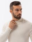 Sweter męski z półgolfem o gładkiej strukturze - ecru V4 E178