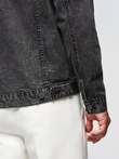 Męska kurtka jeansowa katana z washem – czarna V3 OM-JADJ-0219