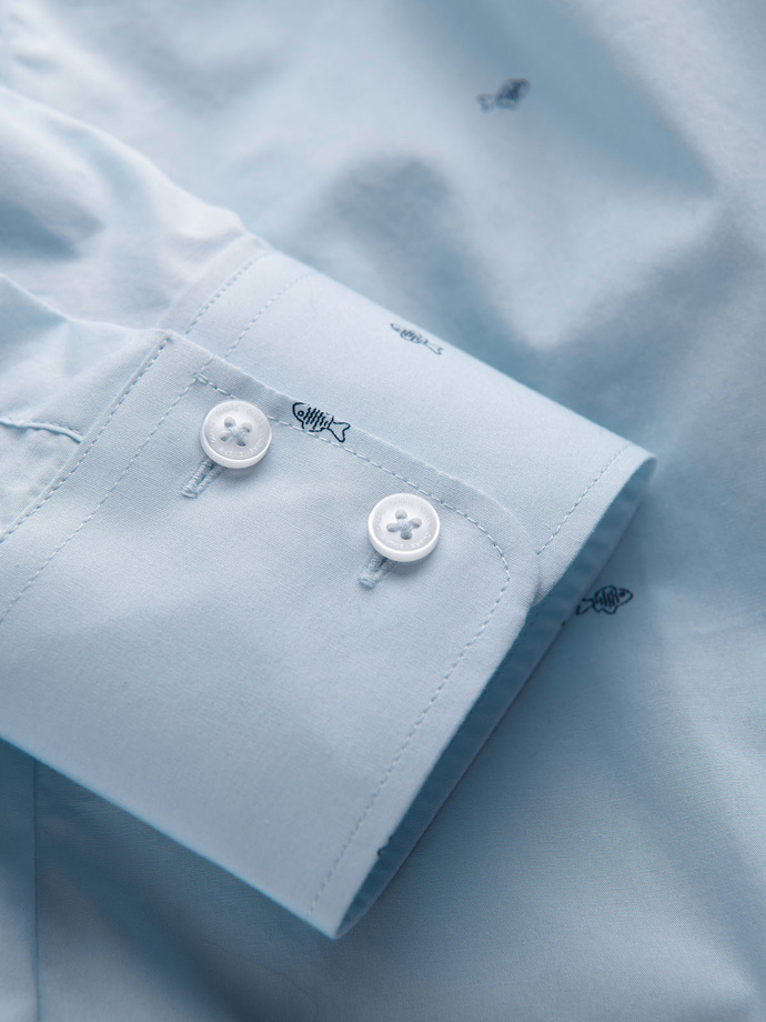 Klasyczna męska bawełniana koszula SLIM FIT w mikro wzór - biała V1 K696