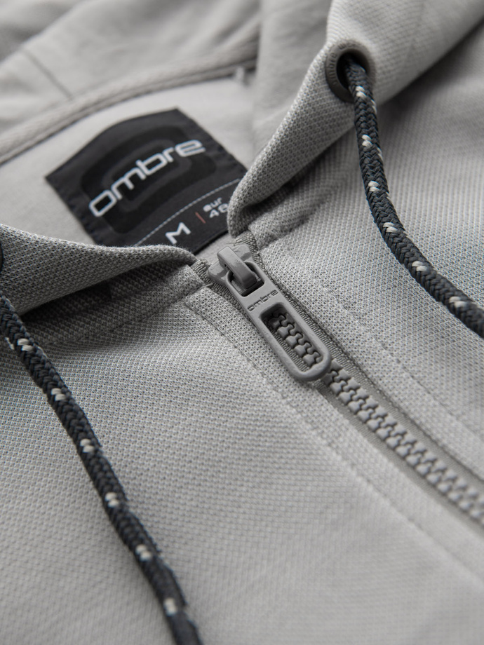 Męska bluza dresowa z kapturem o delikatnej strukturze – szara V4 OM-SSZP-0191