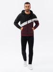 Bluza męska trzykolorowa rozpinana z kapturem - czarna V2 B1419