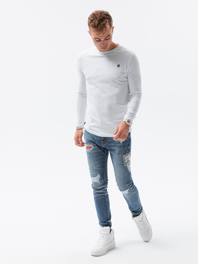 Longsleeve męski bez nadruku - biały V1 L135