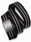 Pasek męski parciany z matową klamrą - czarno-biały A365