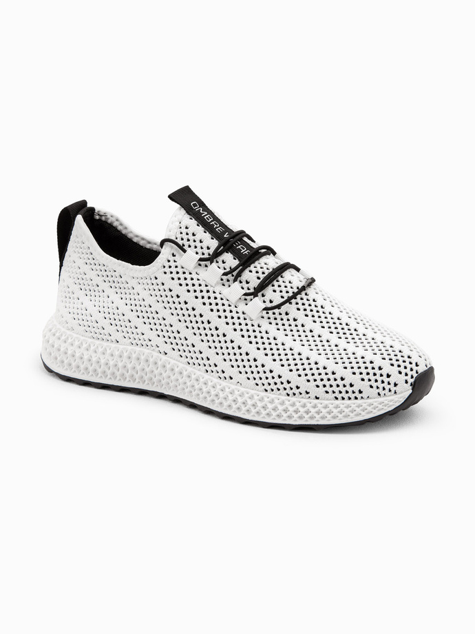 Buty męskie wsuwane sneakersy z siateczki - białe V7 OM-FOKS-0117