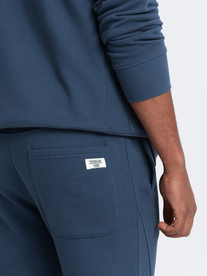 Komplet męski dresowy spodnie joggery + bluza rozpinana – ciemnoniebieski V4 Z82