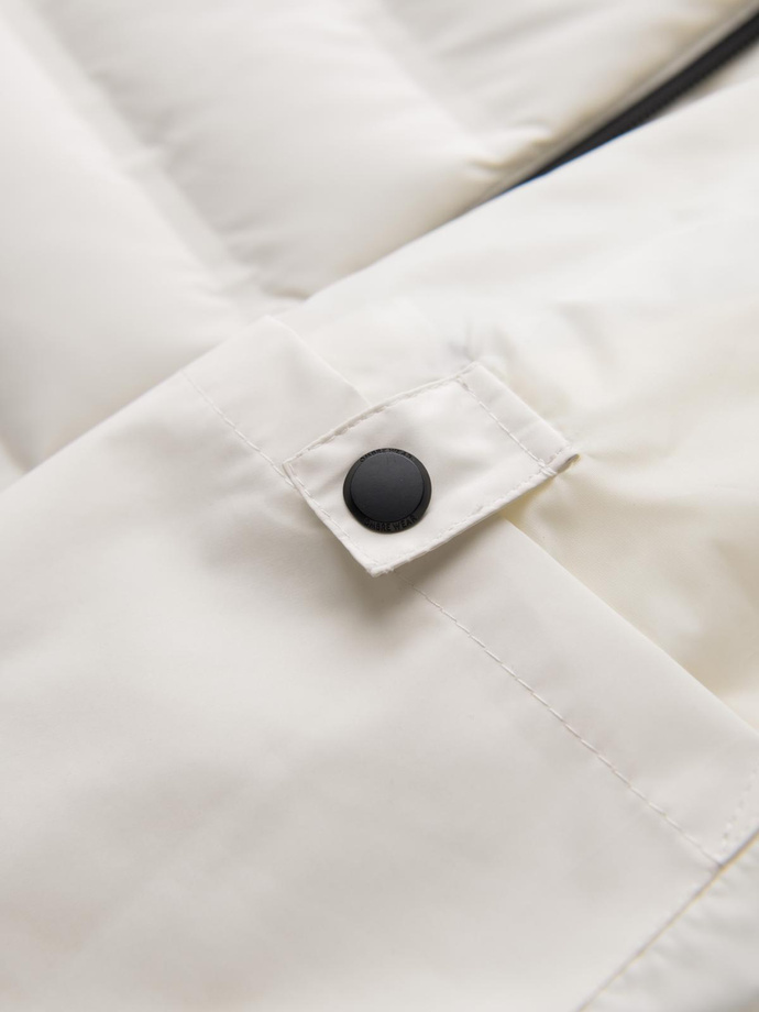 Zimowa kurtka męska z odpinanym kapturem - kremowa V2 OM-JAHP-0150