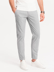 Spodnie męskie chino z ozdobną taśmą w pasie SLIM FIT – szare V6 OM-PACP-0118