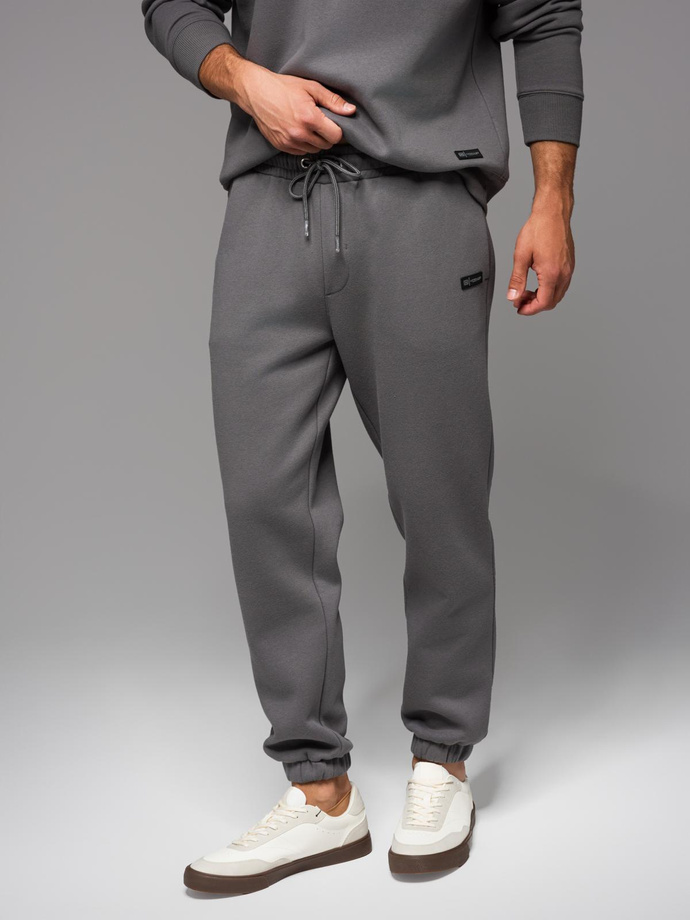 Klasyczne spodnie dresowe ze ściągaczami unisex– szare V18 OU-PSBC-0100