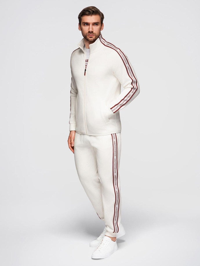 Dresowy komplet męski bluza rozpinana + spodnie dresowe joggery - biały V2 Z113