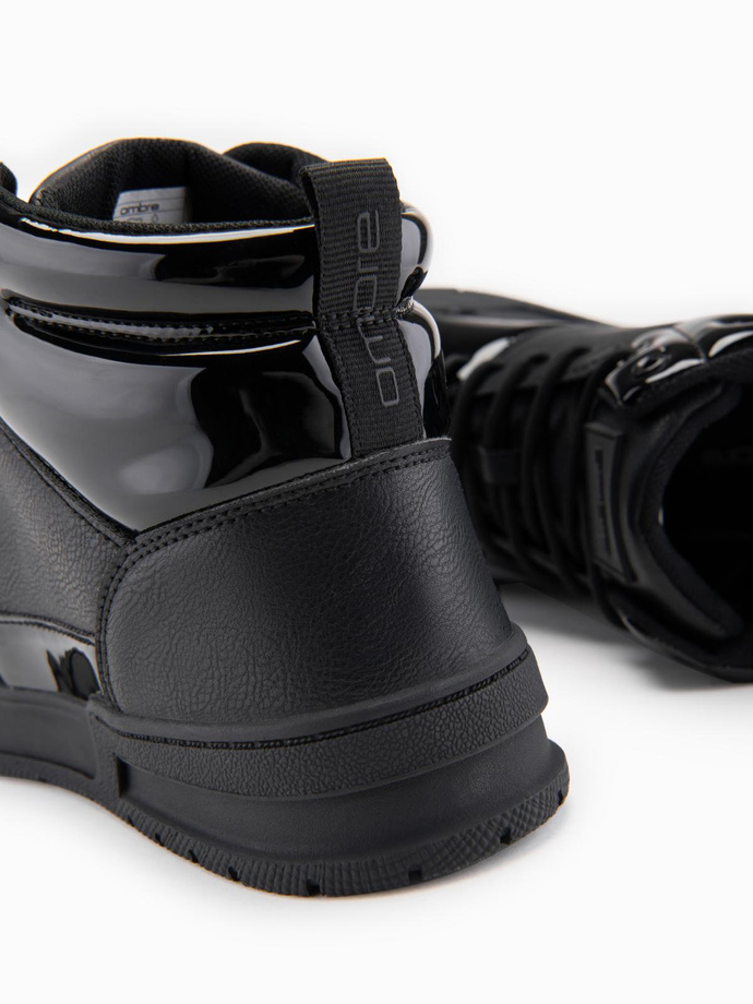 Wysokie buty męskie sneakersy z połyskującymi elementami – czarne V1 OM-FOSH-0178