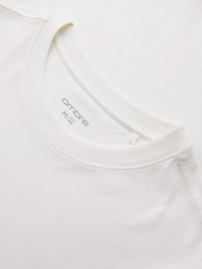 Longsleeve męski bawełniany z okrągłym dekoltem - biały V3 OM-LSPT-0136