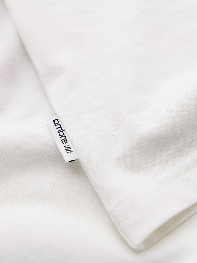 Koszulka męska bawełniana z geometrycznym nadrukiem - biała V2 OM-TSPT-0260