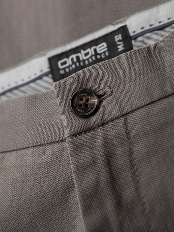Spodnie męskie chino REGULAR FIT z delikatną strukturą – szare V1  OM-PACP-0184