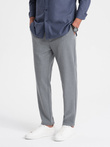 Męskie spodnie chino z gumką w pasie SLIM FIT - szare V1 OM-PACP-0158