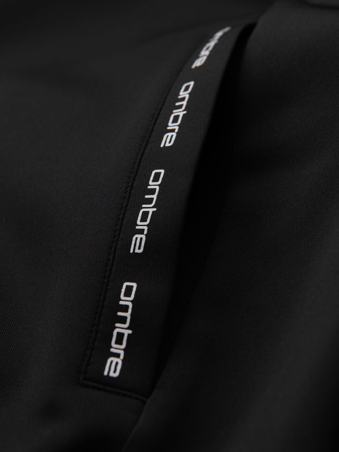 Męska rozpinana bluza z kapturem i lampasami - czarna V1 OM-SSZP-0210