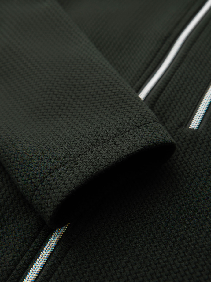 Strukturalna kurtka biker męska ze stójką – ciemnozielona V3 OM-JANP-0229