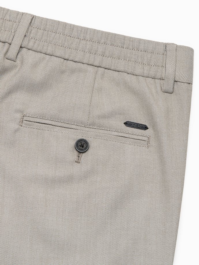 Spodnie męskie chino z gumką w pasie SLIM FIT - jasnoszare V1 OM-PACP-0157