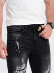 Spodnie męskie jeansowe z dziurami SLIM FIT - czarne V3 P1065