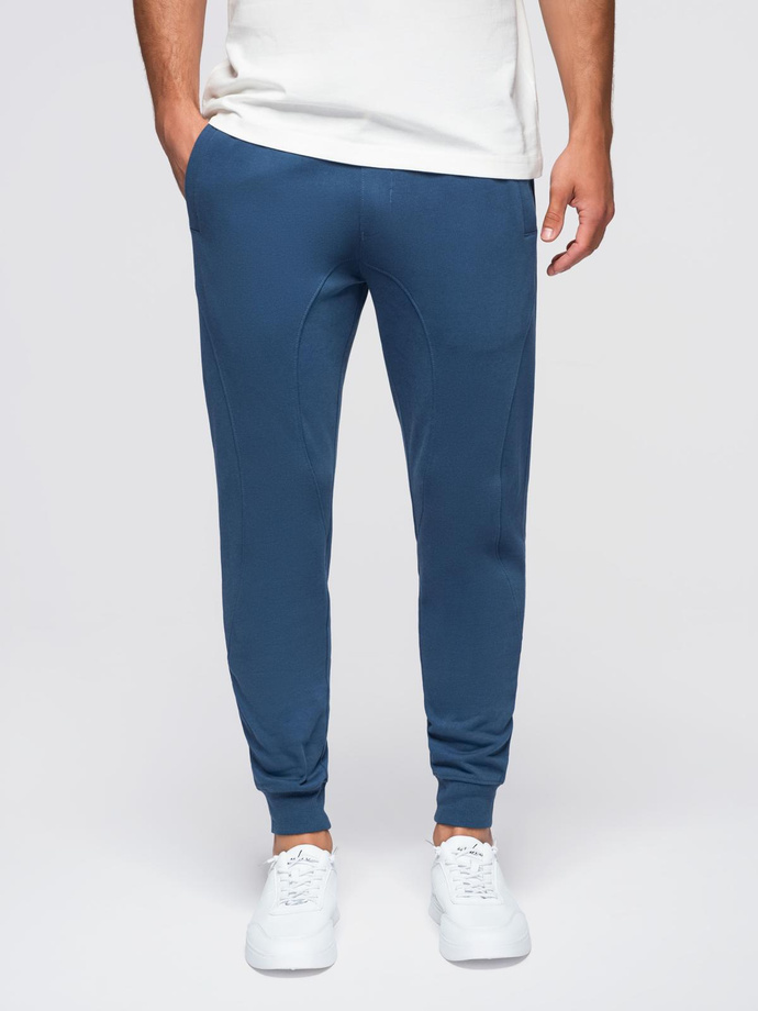 Spodnie męskie dresowe typu jogger - granatowe V4 OM-PABS-0173