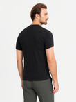 Męska koszulka z okrągłym dekoltem i logotypem SLIM FIT – czarna V3 OM-TSCT-0220
