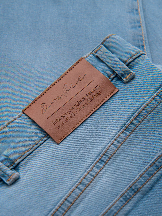 Męskie spodnie jeansowe JOGGERY z klasyczna opaśnicą - jasnoniebieskie V1 OM-PADJ-0265