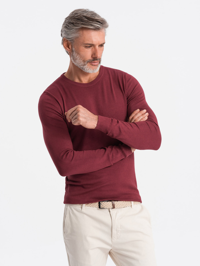 Elegancki sweter męski - bordowy V11 E177