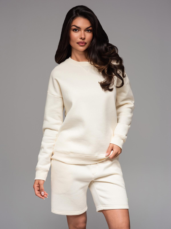 Klasyczna bluza dresowa unisex z okrągłym dekoltem – kremowa V2 OU-SNBC-0104
