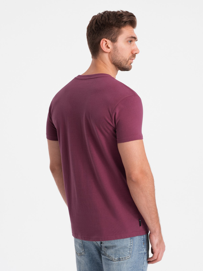 T-shirt męski bawełniany z kieszonką - ciemnoróżowy V5 S1743