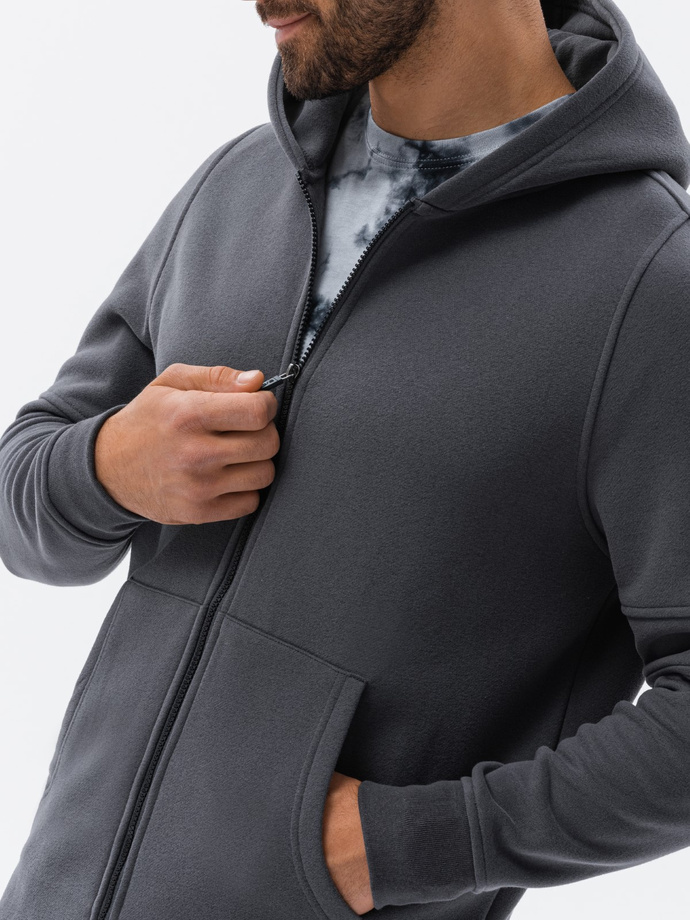 Bluza męska rozpinana hoodie z nadrukami - grafitowa V1 B1423