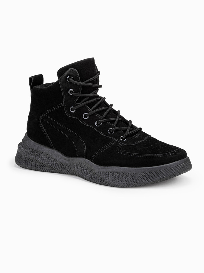 Buty męskie sneakersy wysokie - czarne V3 T380