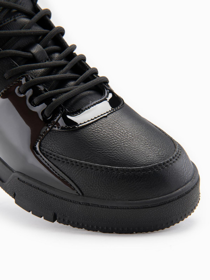 Wysokie buty męskie sneakersy z połyskującymi elementami – czarne V1 OM-FOSH-0178