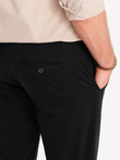 Spodnie męskie chino z ozdobną taśmą w pasie SLIM FIT – czarne V1 OM-PACP-0118