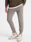 Spodnie dresowe męskie z tkaniny ottoman - popielate V4 OM-PASK-0129