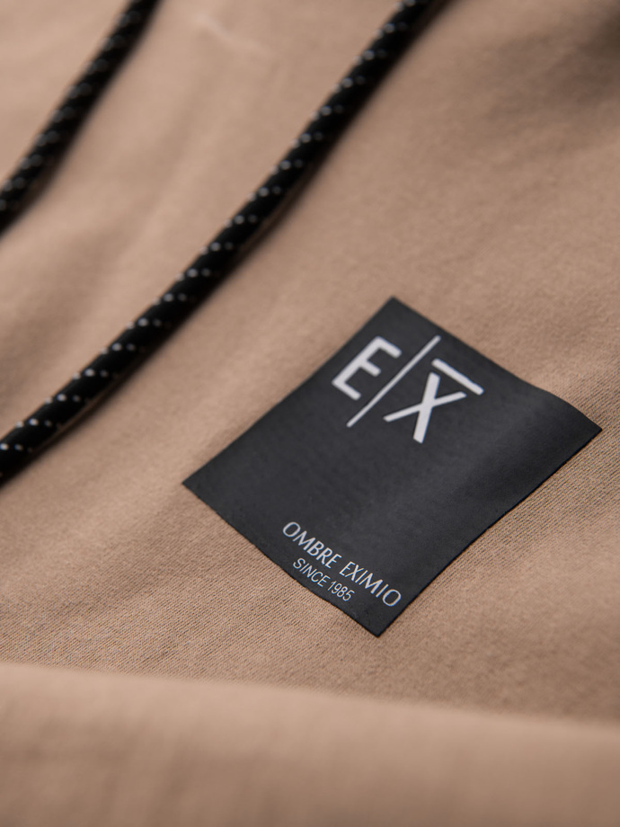 Komplet dresowy męski bluza z kapturem + spodnie dresowe - brązowy V3 Z107