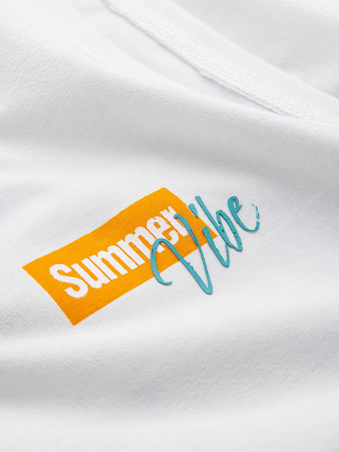 Bawełniany męski tank top z nadrukiem Summer Vibe – biały V2 OM-TSTT-0191
