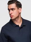 Męski longsleeve BASIC z kołnierzykiem polo – granatowy V3 OM-POBL-0162
