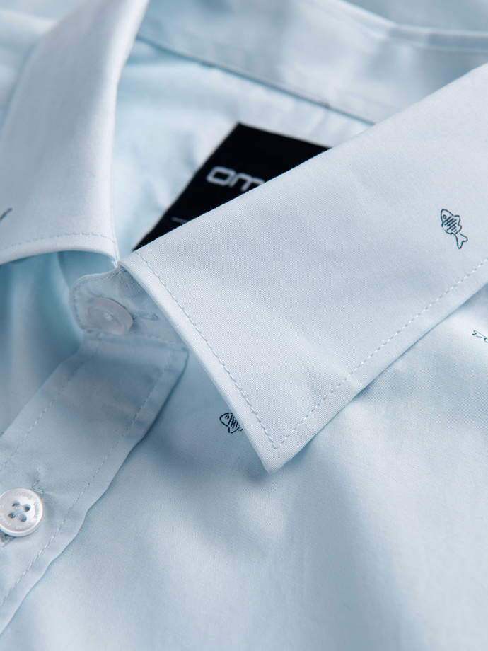 Klasyczna męska bawełniana koszula SLIM FIT w mikro wzór - biała V1 K696