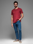 T-shirt LOOSE FIT męski z kieszonką – czerwony V3 OM-TSCT-0171