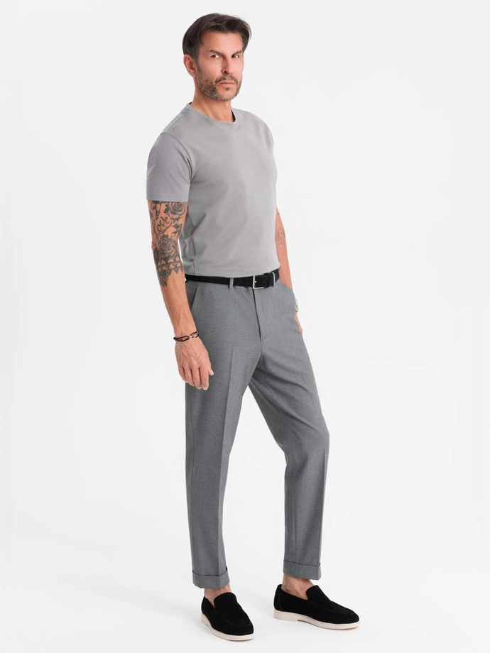 Męski klasyczny bawełniany T-shirt BASIC - szary V3 OM-TSBS-0236