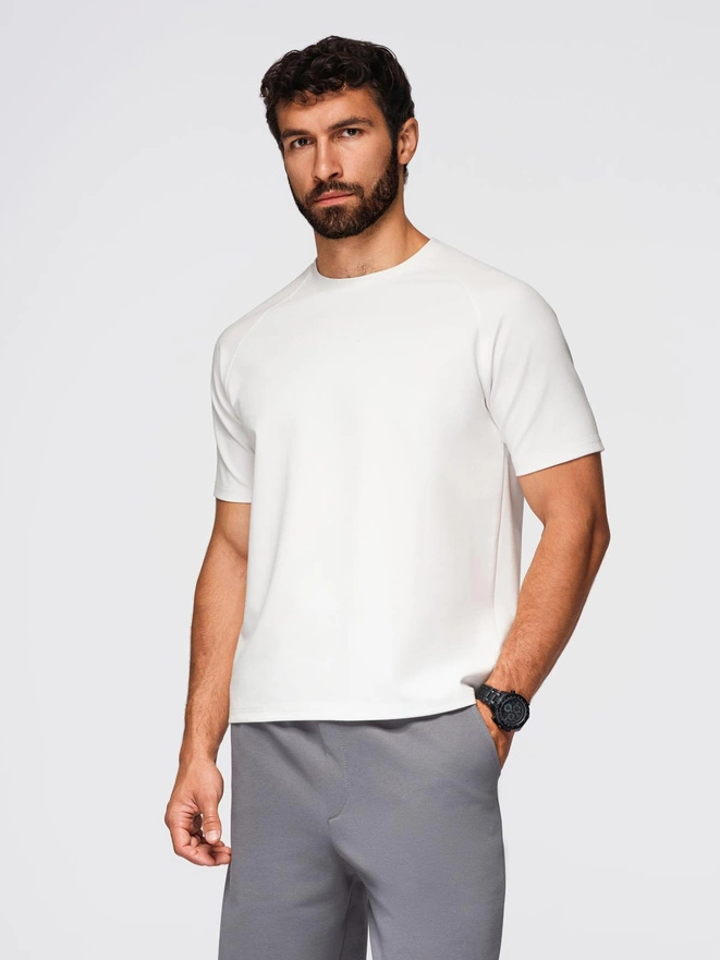 Koszulka męska COMFORT FIT z raglanowym rękawem – off-white V1 OM-TSCT-0240