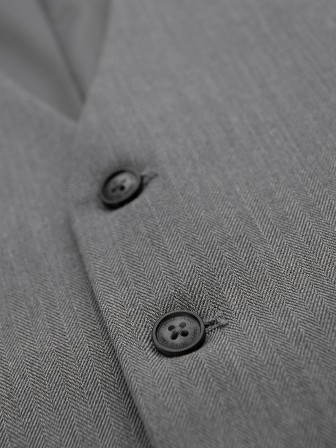 Elegancka męska kamizelka w jodełkę SLIM FIT - szara V1 OM-BLZV-0143