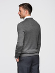 Sweter męski z dekoltem "w serek" z koszulowym kołnierzykiem - grafitowy V3 OM-SWSW-0102