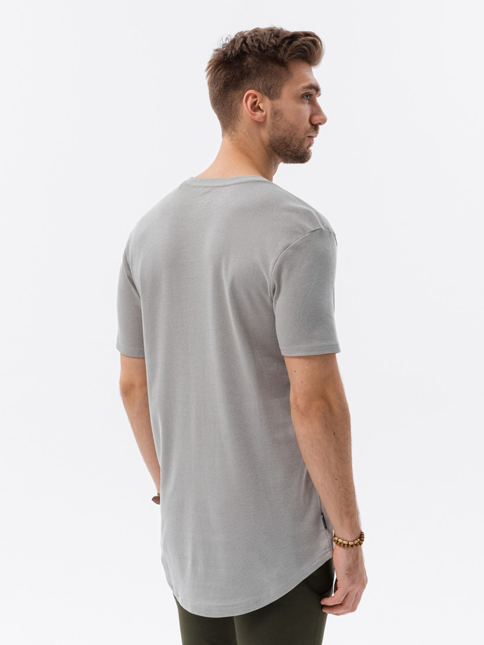 T-shirt męski bawełniany z nadrukiem - popielaty V3 S1387