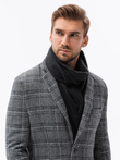 Jednorzędowy płaszcz męski w kratę - czarny V2 C499