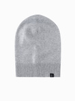 Zimowa czapka męska beanie z bawełnianej dzianiny – szary melanż V5 OM-ACWH-0124