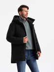 Długa sezonowa męska kurtka w stylu outdoorowym – czarna V1 OM-JALJ-0202