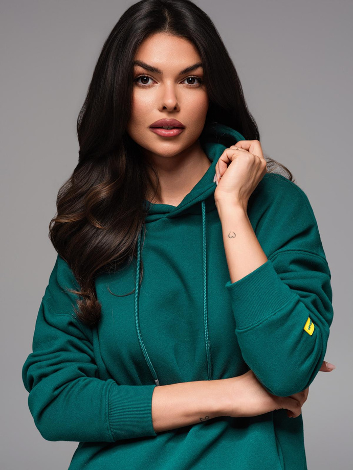 Dresowa bluza unisex z kieszeniami i kapturem – ciemnozielona V17 OU-SNBC-0105