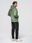 Bluza męska dresowa BASIC rozpinana z kapturem - zielona V3 OM-SSBZ-0178