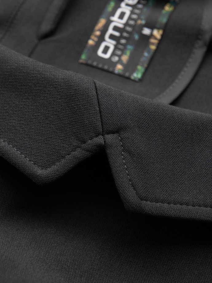 Męska marynarka SLIM z dzianiny o subtelnej strukturze – grafitowa V1 OM-BLZB-0101