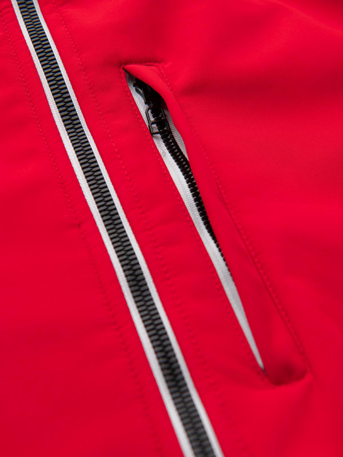 Męska kurtka z polarowym środkiem SOFTSHELL- czerwony V6 OM-JANP-0137